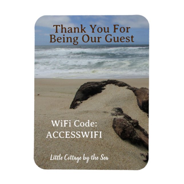 Imán Código de Acceso WiFi Casa de Playa Costera (Vertical)