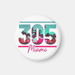Imán Código de área 305 de Miami Florida Palmas Vintage