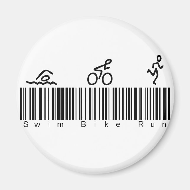 Imán Codigo de barras Swim Bike Run (Frente)