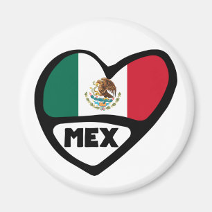Imán Código de país de México Bandera Corazón, MEX
