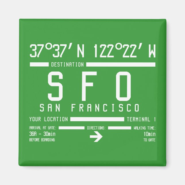 Imán Código del Aeropuerto de San Francisco (Frente)