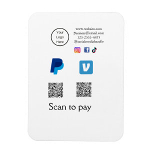 Imán Código Q R barrido PayPal venmo pay add social med