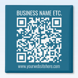 Imán Código QR azul océano editable 