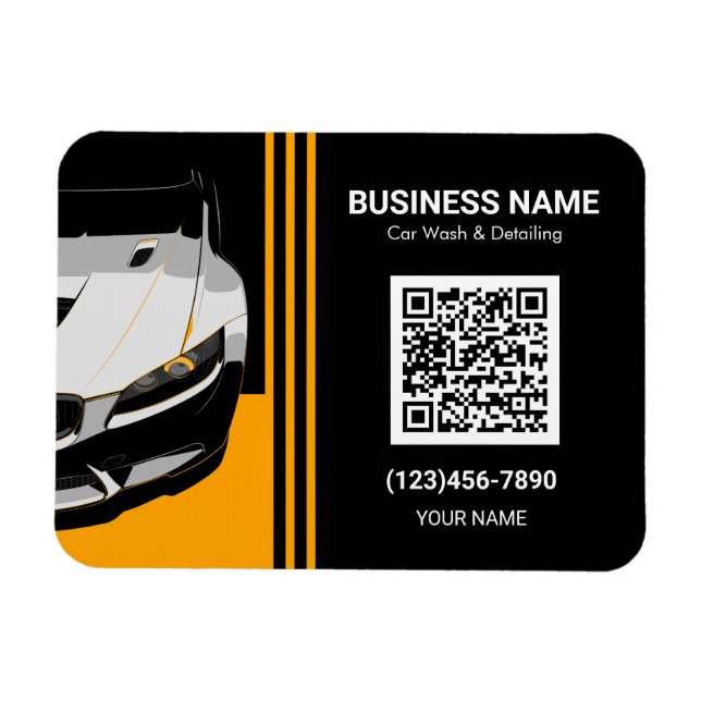 Imán Código QR de Auto Detailing y lavado de autos (Horizontal)