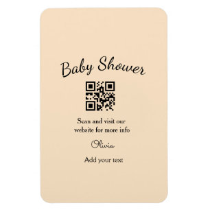 Imán Código QR de baby shower rosa simple agregar nombr