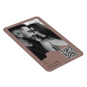 Imán Código QR de Foto de Boda de Pareja Clay Blush