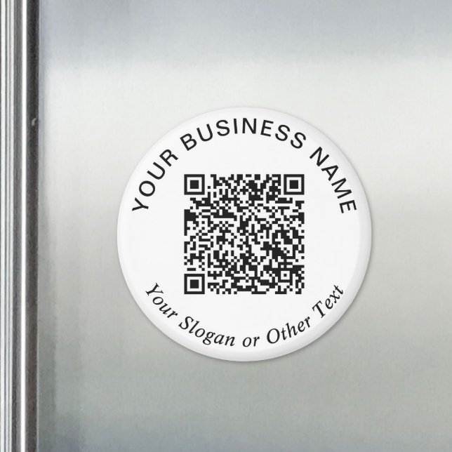 Imán Código QR de negocio Blanco Promocional (Business QR Code White Promotional Magnet)