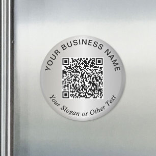 Imán Código QR de Negocio Plateado Promocional