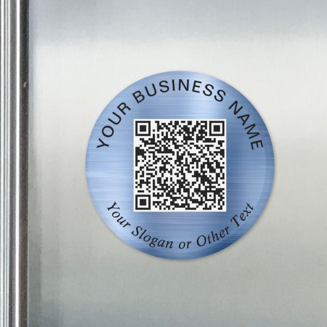 Imán Código QR de negocio Promocional Azul (Business QR Code Promotional Blue Magnet)