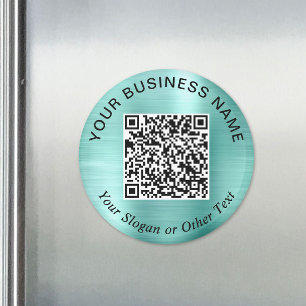 Imán Código QR de negocio promocional verde menta azul 