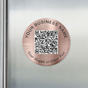 Imán Código QR de negocio Rosa Dorado Promocional