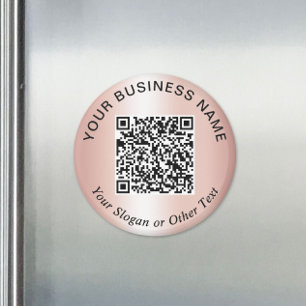 Imán Código QR de negocio Rosa Oro Promocional