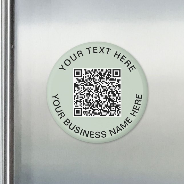 Imán Código QR de negocio Sage Verde Promocional (Business QR Code Sage Green Promotional Magnet)