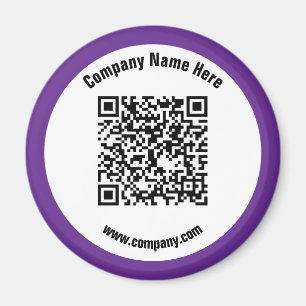 Imán Código QR de nombre comercial promocional púrpura