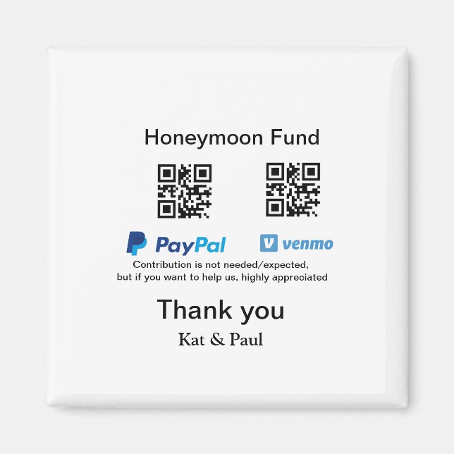 Imán Código QR de PayPal de Fondo de Luna de Miel graci (Frente)