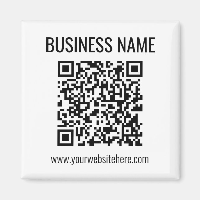 Imán Código QR de personalizable y nombre comercial (Frente)
