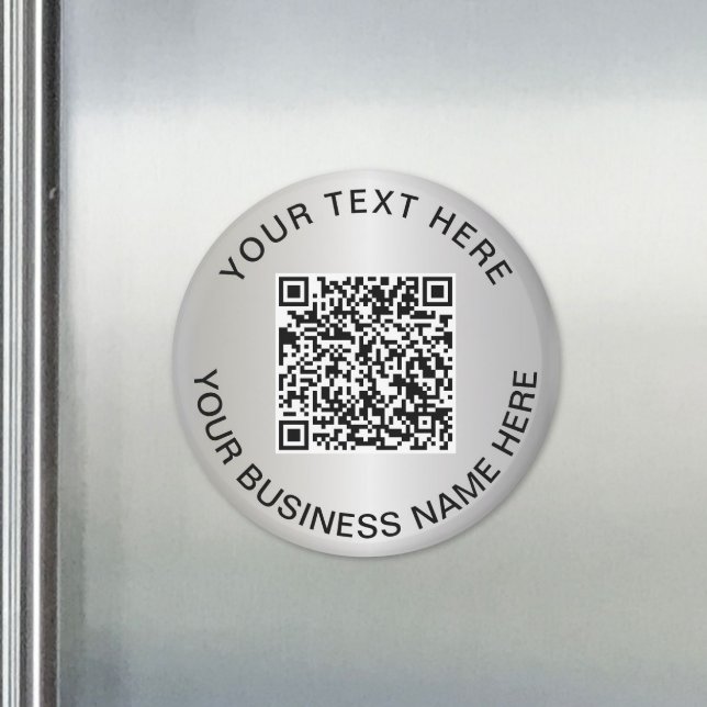 Imán Código QR de plata Promoción Empresarial (Silver QR Code Business Promo Magnet)