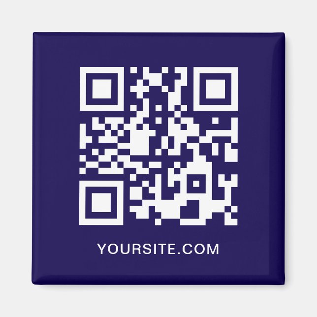 Imán Código QR de promoción de sitio web azul oscuro y  (Frente)