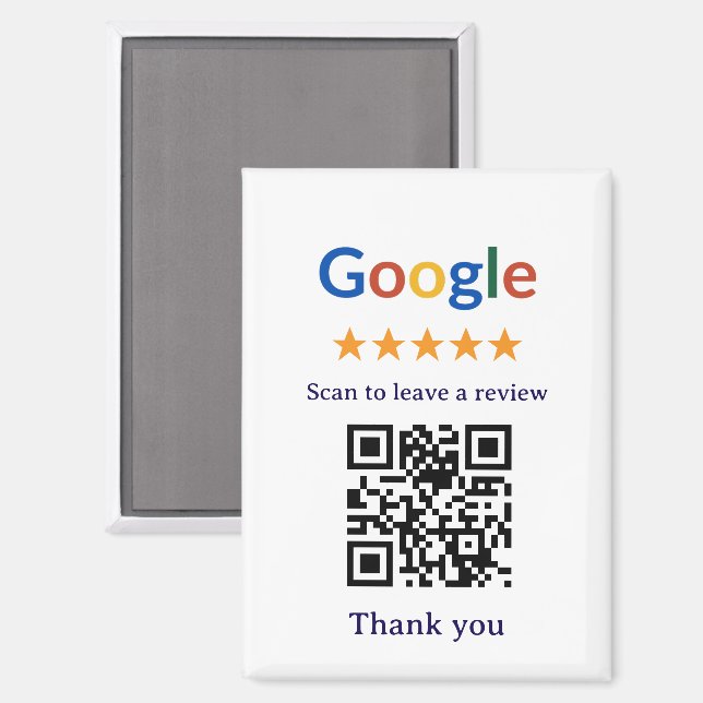 Imán Código QR de reseña de Google de negocio profesion (Anverso/Reverso)