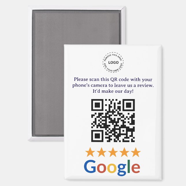 Imán Código QR de reseñas de Google para empresas perso (Anverso/Reverso)