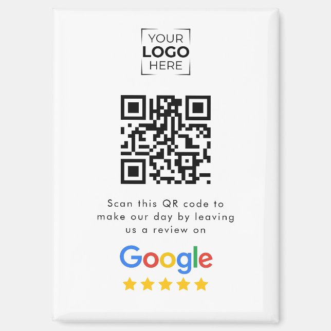Imán Código QR de reseñas de Google para negocios (Anverso)