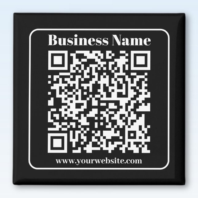 Imán Código QR editable Estilo moderno negro y blanco r (Subido por el creador)