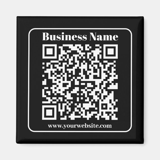 Imán Código QR editable Estilo moderno negro y blanco r (Frente)