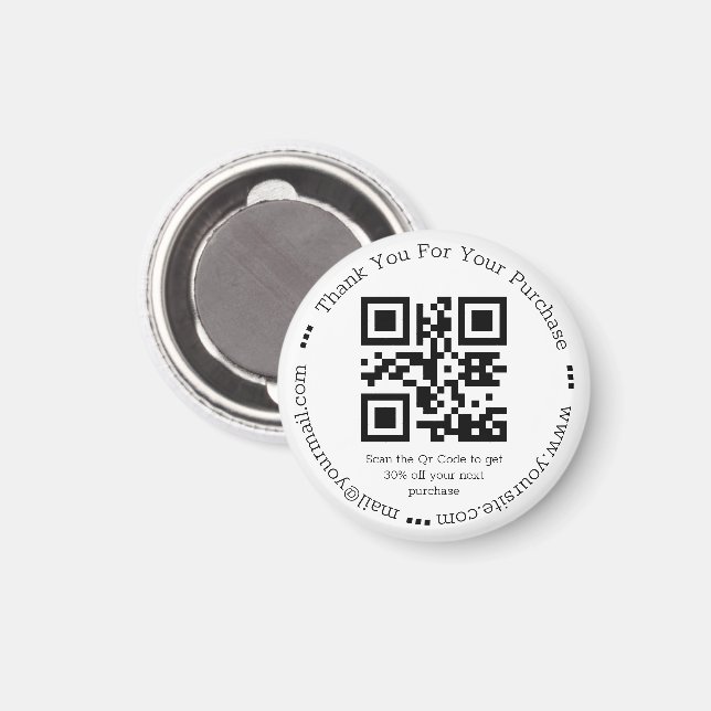Imán código qr elegante simple gracias a la empresa (Anverso/Reverso)