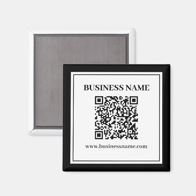 Imán Código QR empresarial | Blanco y Negro (Anverso/Reverso)