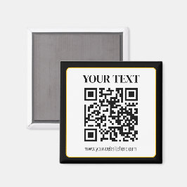 Imán Código QR empresarial con texto superior e inferio