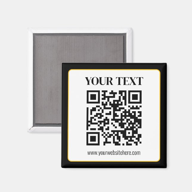Imán Código QR empresarial con texto superior e inferio (Anverso/Reverso)