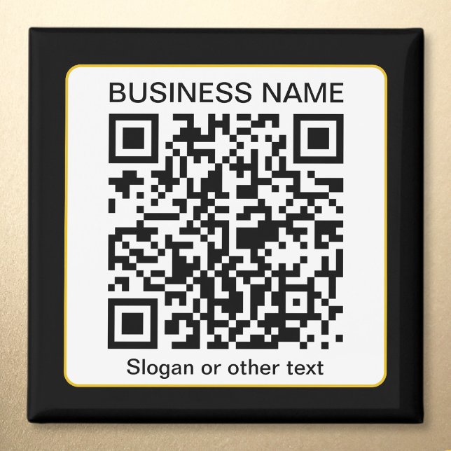 Imán Código QR escaneable editable + su nombre comercia (Subido por el creador)