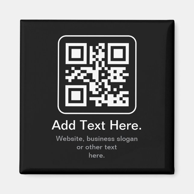 Imán Código QR escaneable moderno | Blanco, negro y gri (Frente)