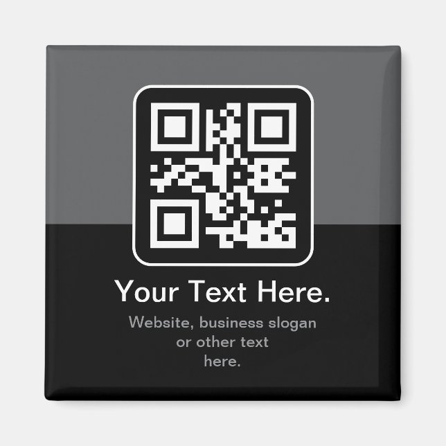 Imán Código QR escaneable moderno | Negro Gris y Blanco (Frente)