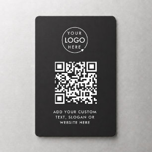 Imán Código QR Logotipo de Negocio Negro Profesional
