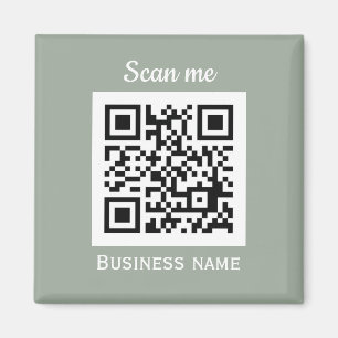 Imán Código QR Logotipo profesional Sage Green