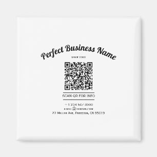 Imán Código QR Minimalista Negro Y Blanco Simple Claro