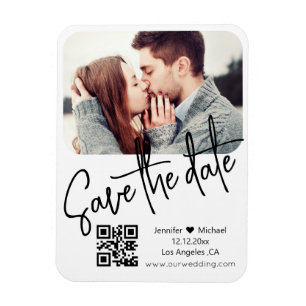 Imán código qr moderno blanco foto de boda guardar la f