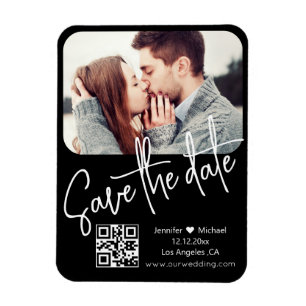 Imán código qr moderno chic boda foto guardar la fecha