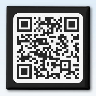 Imán Código QR moderno editable Blanco negro o cualqu