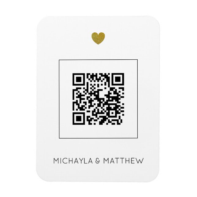 Imán Código QR moderno sobre la invitación a la boda bl (Vertical)