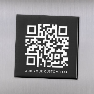 Imán Código QR Moderno texto Personalizado negro míni