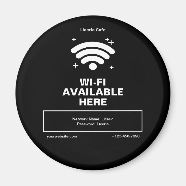 Imán Código Qr Nombre de negocio Detalles mínimos de wi (Frente)
