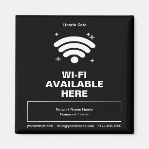 Imán Código Qr Nombre de negocio Detalles mínimos de wi