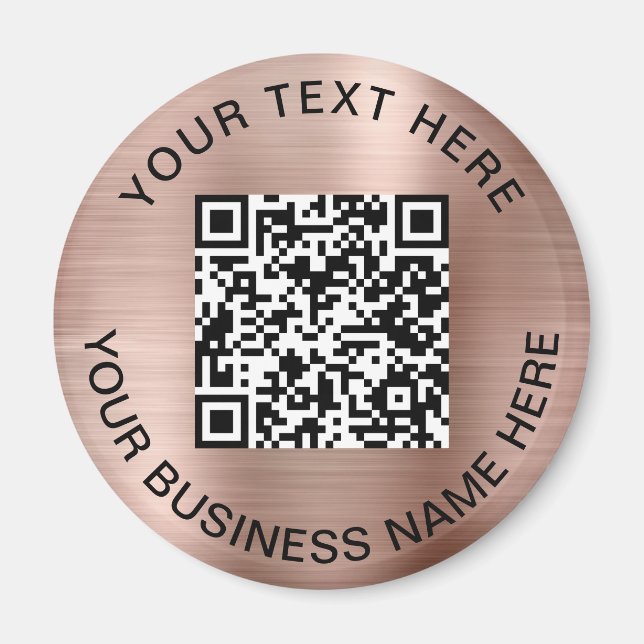 Imán Código QR oro Rosa promocional (Frente)