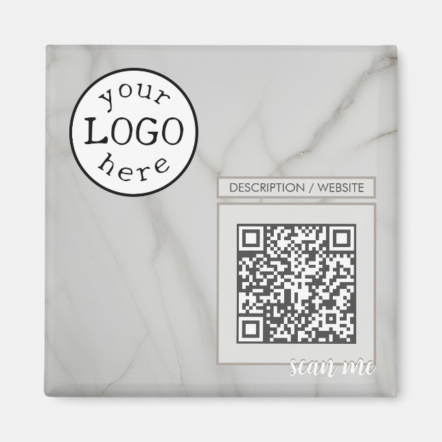 Imán Código QR para empresas / evento Elegante Mármol B (Frente)