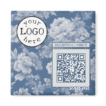 Código QR para empresas / evento Floral azul y bla