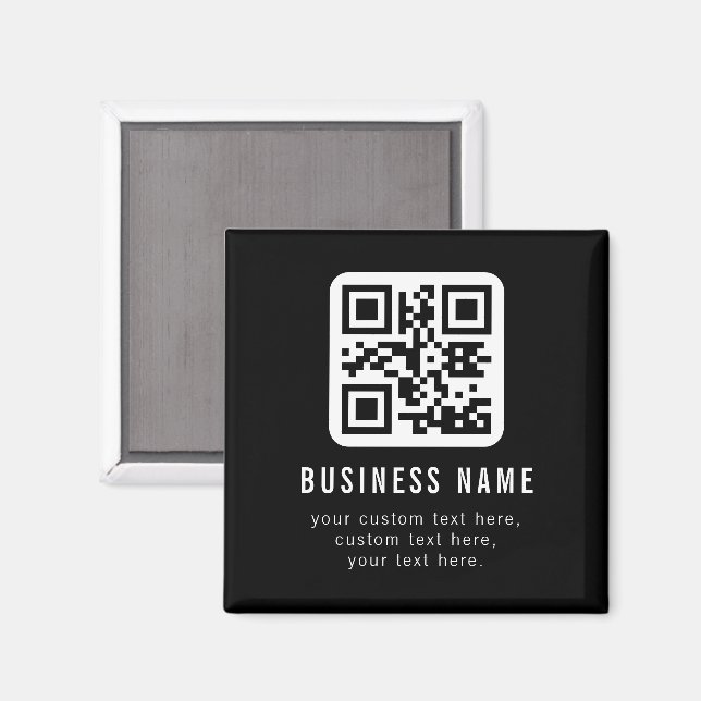 Imán Código QR personalizable y diseño de texto editabl (Anverso/Reverso)