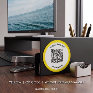 Imán Código QR personalizado amarillo y promoción de si