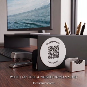 Imán Código QR personalizado blanco y promoción de siti
